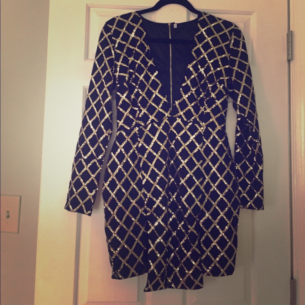 Designer inspired Embellished V-Neck Mini Dress