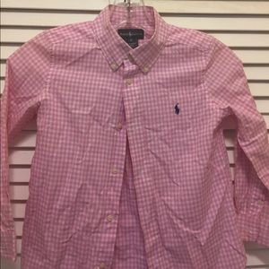 Boys pink and white button down Ralph Lauren shirt