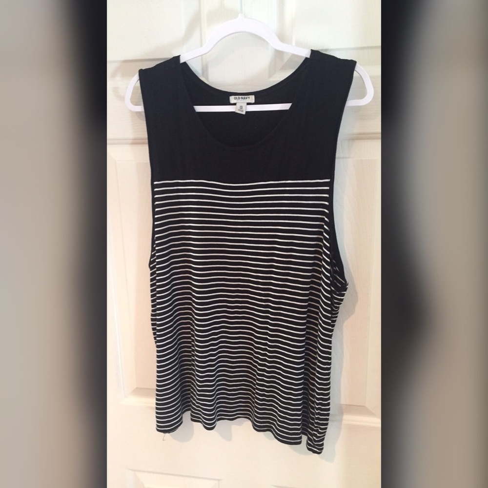 Old Navy Black and White Striped Swing Tank