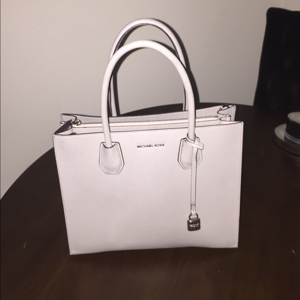 Michael Kors Mercer Large Leather Tote Pearl Grey