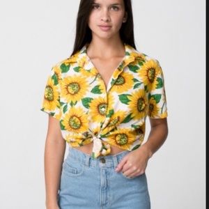 Sunflower button crop top