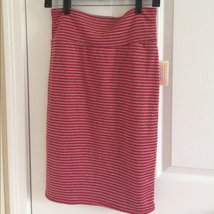 LuLaRoe Cassie Red and Gray Stripe