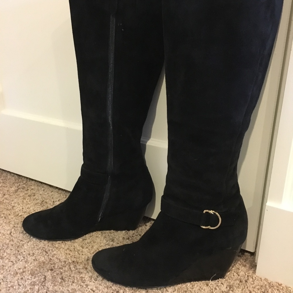 Cole Haan Suede Wedge Boot - black