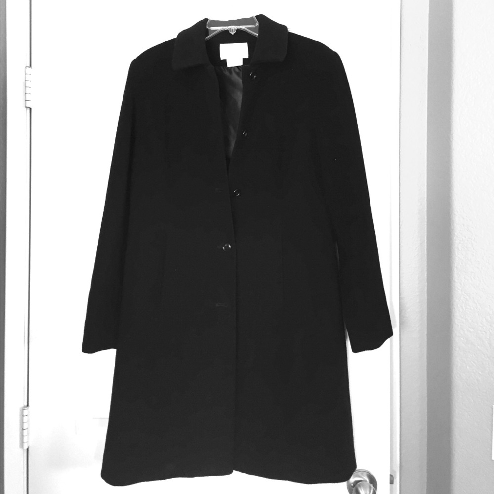 Classic Black Lined Wool Coat NWOT, Small