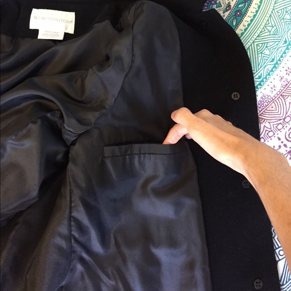 Classic Black Lined Wool Coat NWOT, Small - Picture 6 of 8