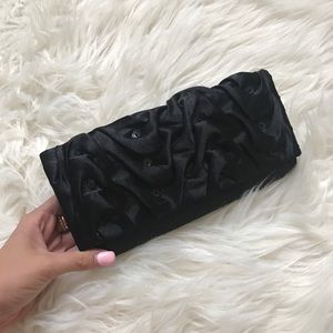 Black Ruffle Evening Clutch