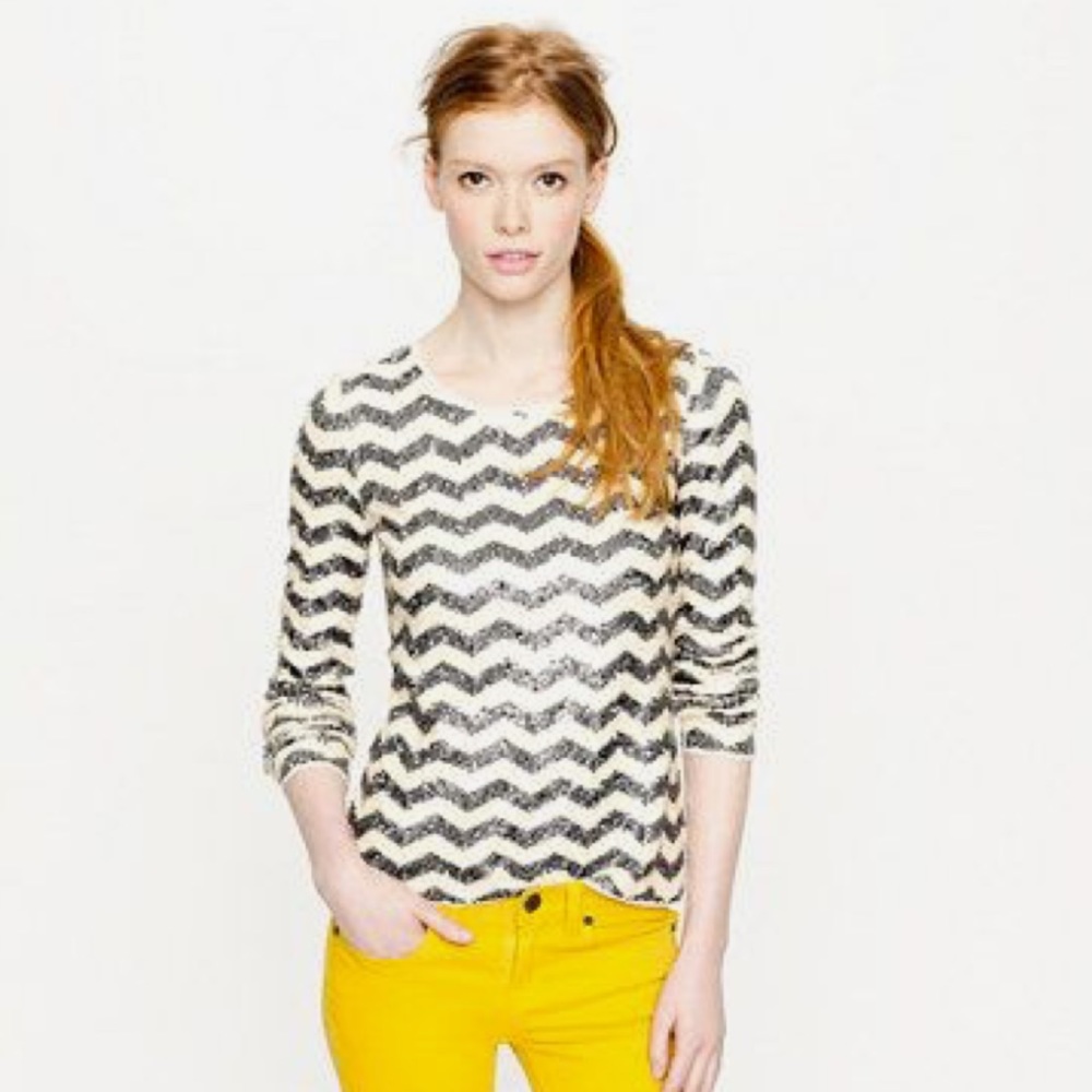 J Crew Long Sleeve Chevron Sequins Top