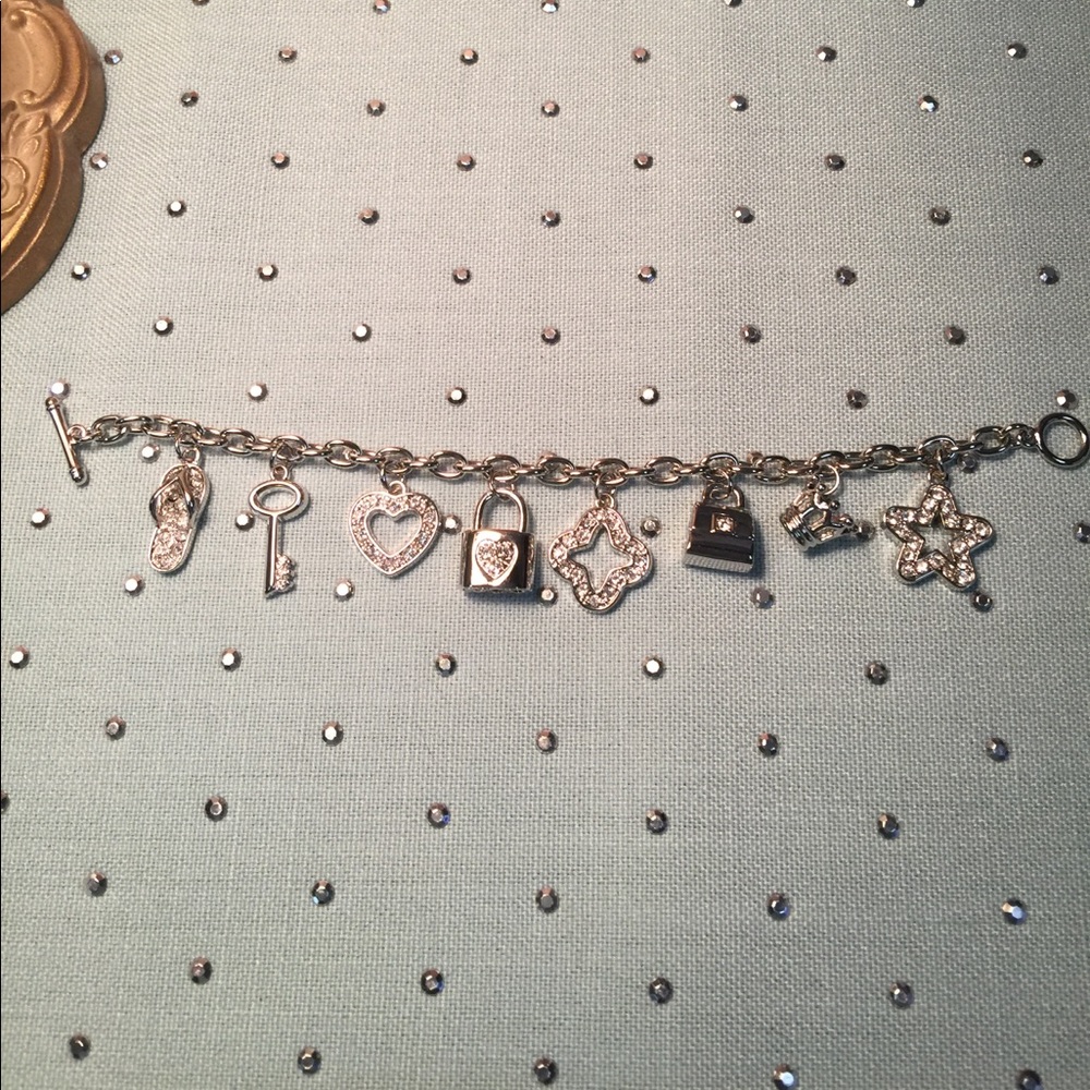 Silver & crystal charm bracelet