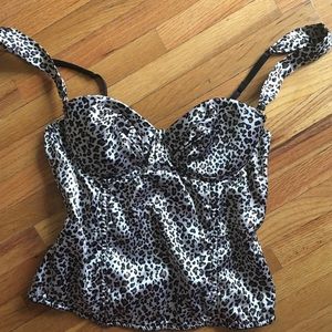 NWOT Silk Leopard Print Bustier Lingerie/Crop Top