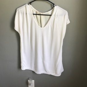 Loft White cotton and rayon tee