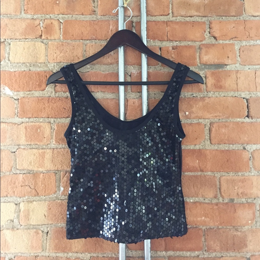 Sparkly black swim top