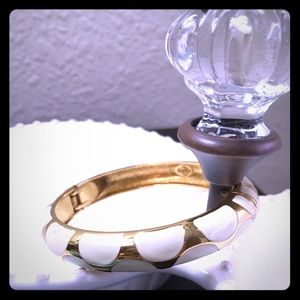 Gold and cream bangle bracelet