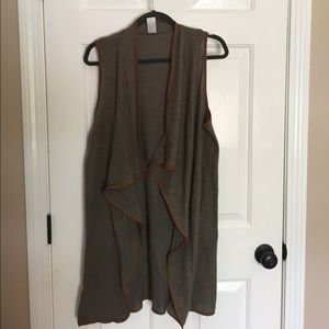 Tan long cardigan.