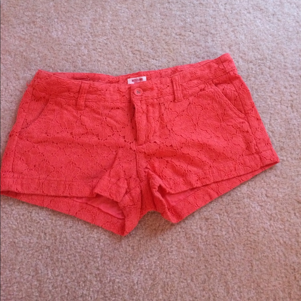Lace-design Coral Shorts