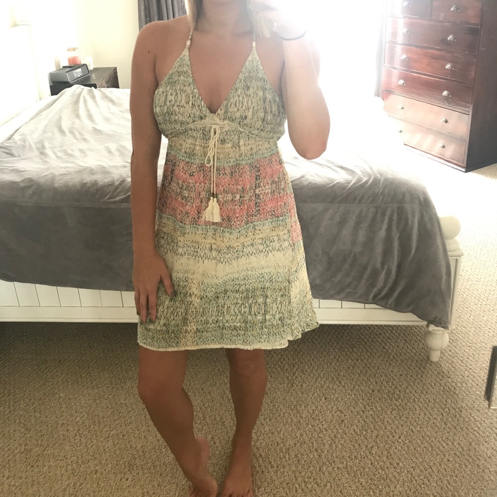 O'Neill halter dress with tassel & bead ties