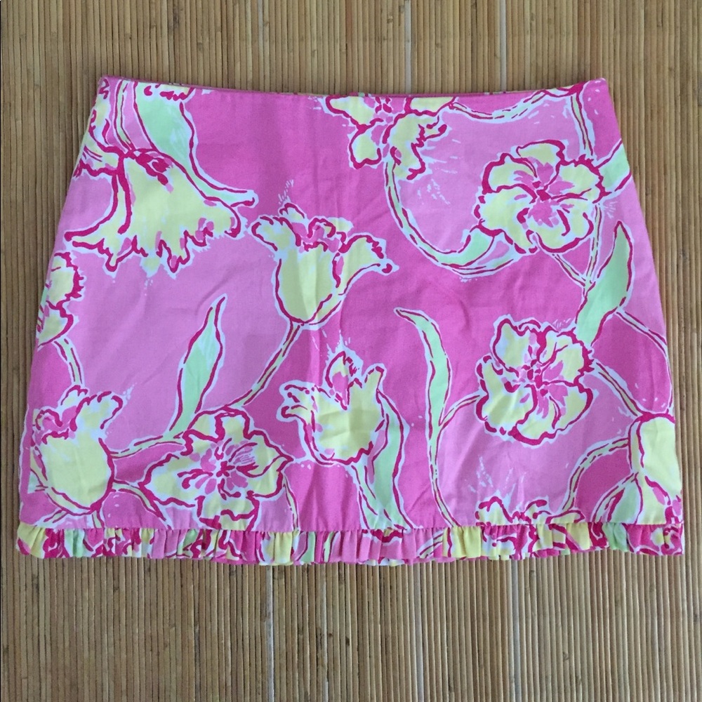 Lilly Pulitzer Floral Ruffle Hem Skirt