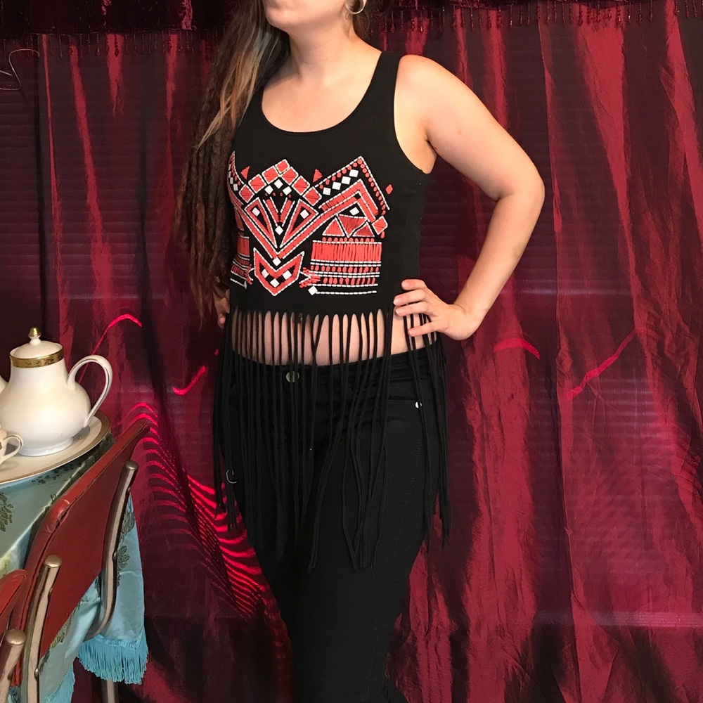 Long fringe tank top