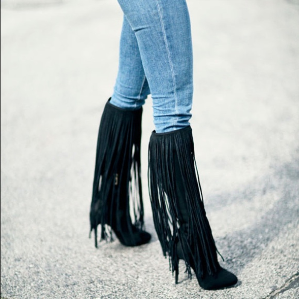 SCHUTZ Black Fringe Evelize Boot