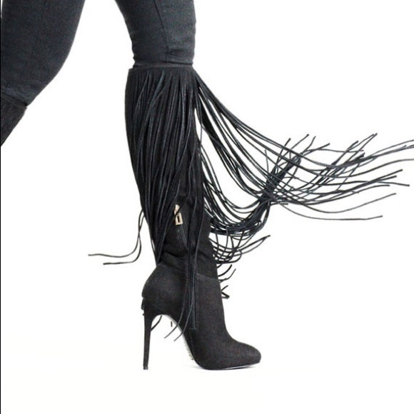 SCHUTZ Black Fringe Evelize Boot - Picture 2 of 6