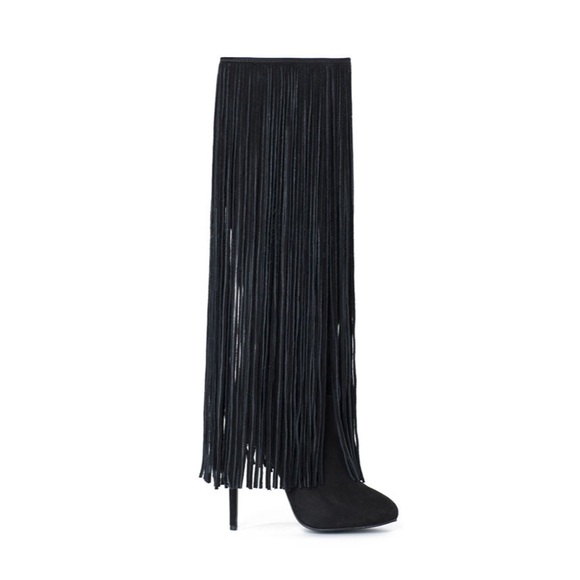 SCHUTZ Black Fringe Evelize Boot - Picture 4 of 6
