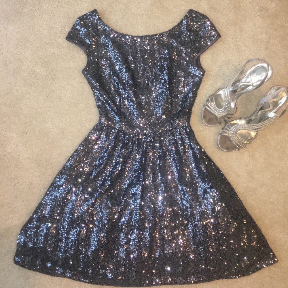 Silver Grey Sequin Dress- Perfect for Homecoming!