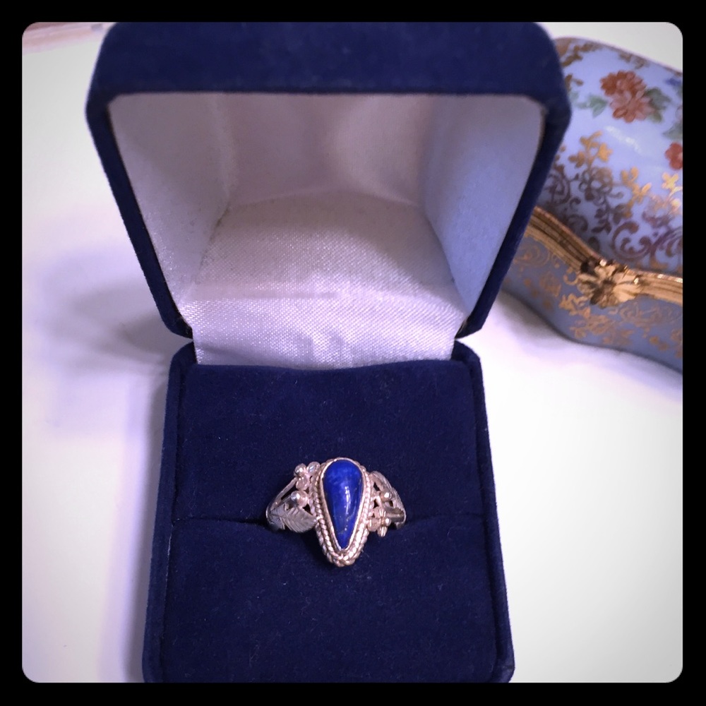 Lapis Lazuli Silver Tribal Ring