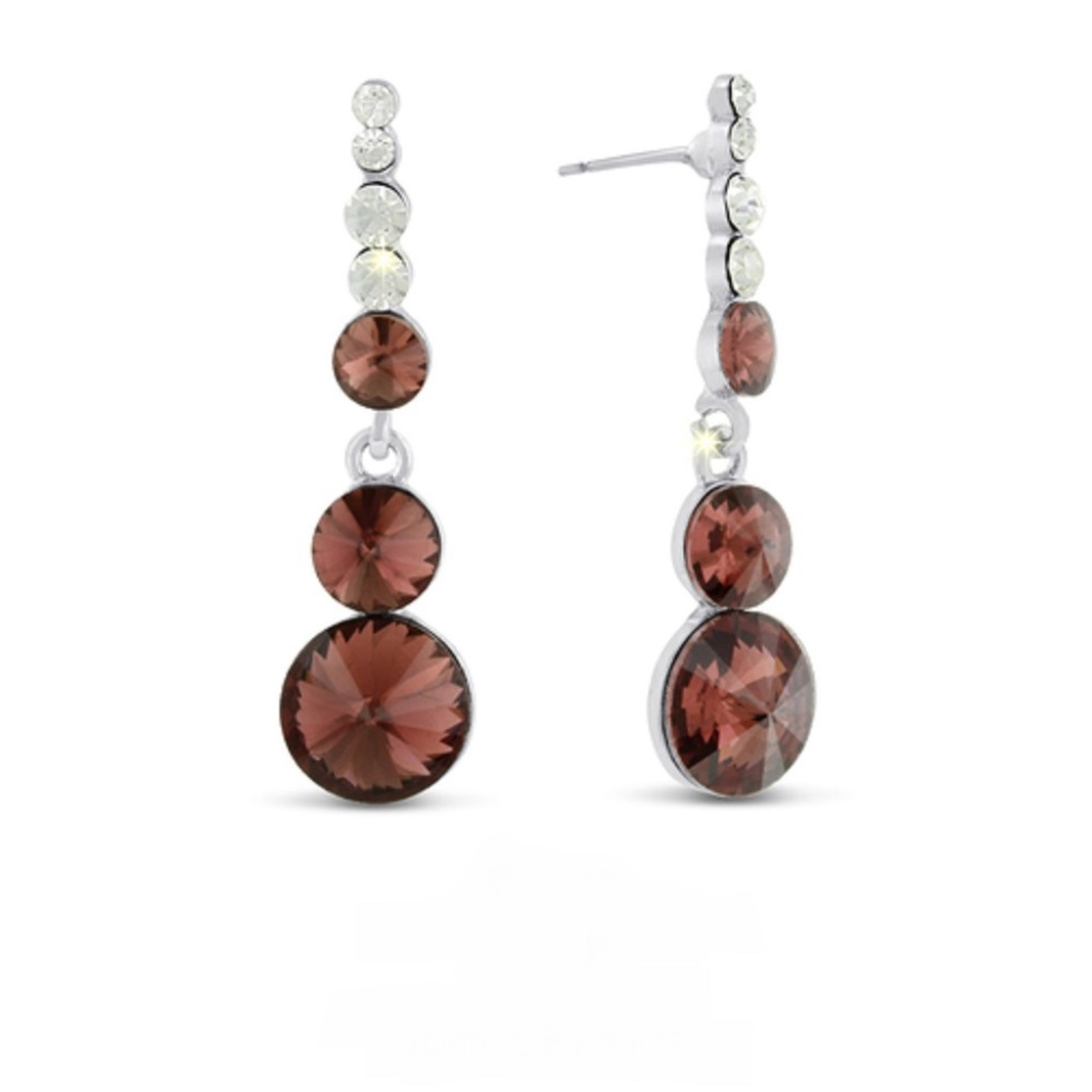 Pink Sapphire and Crystal Dangle Earrings