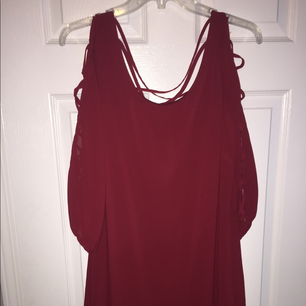Maroon dress, super cute designs