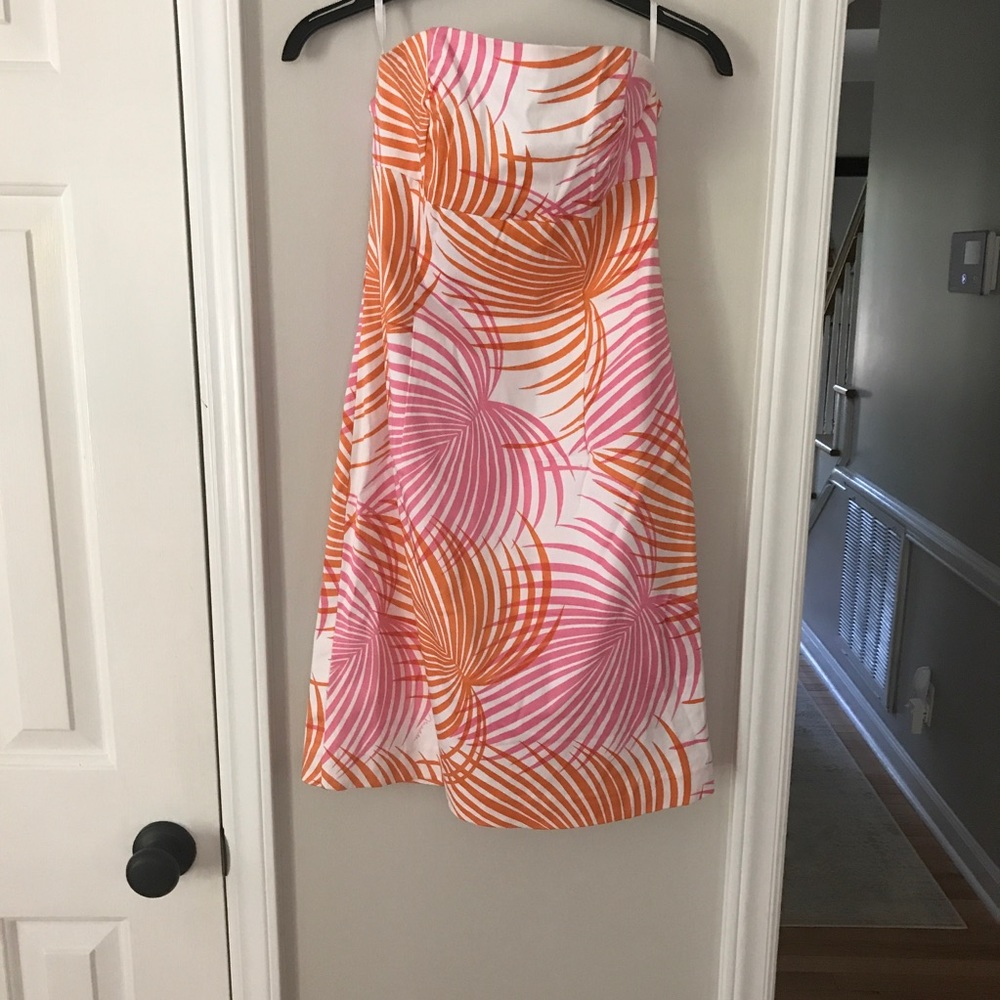 Melly M Pink and Orange Palm Print Dress