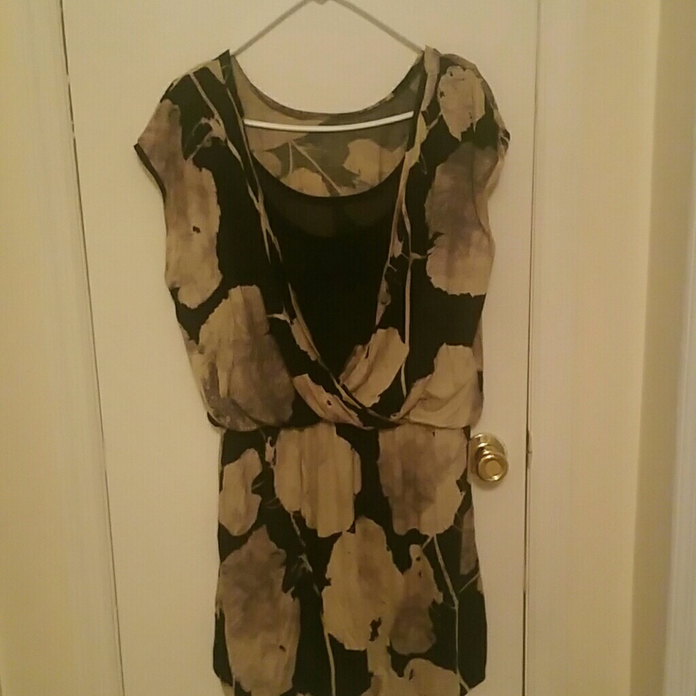 RACHEL Rachel Roy Mid Length Black and Taupe Dress