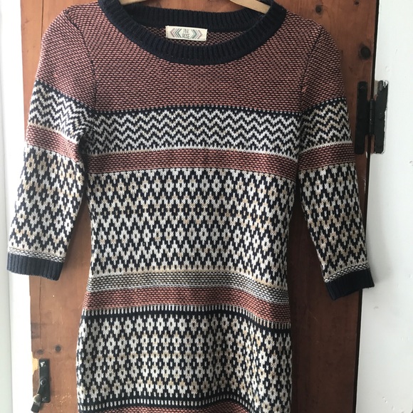 Nordic pattern long-sleeve sweater dress - Picture 2 of 3