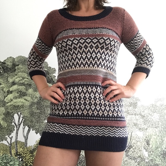 Nordic pattern long-sleeve sweater dress - Picture 3 of 3