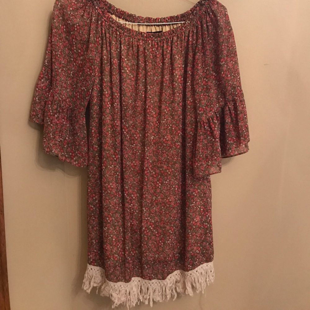Off the shoulder dress with fringe