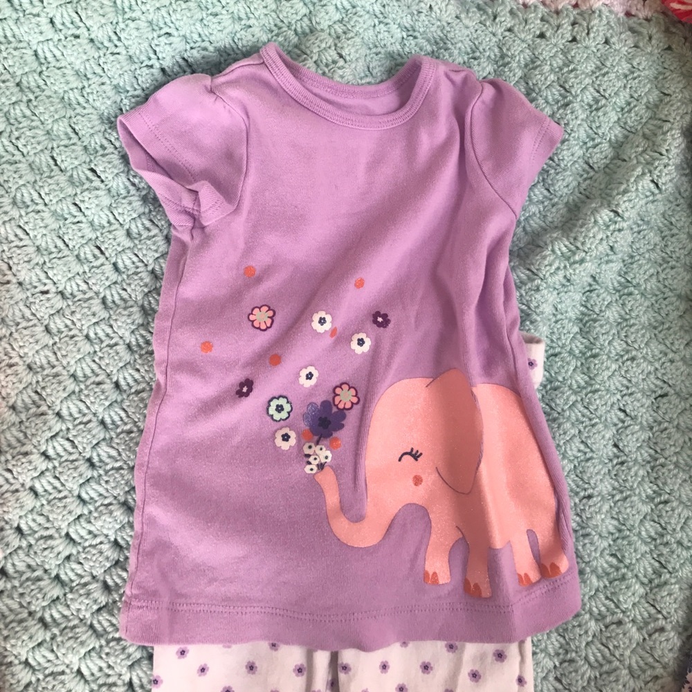 Carters 2t elephant outfit and cat shirt