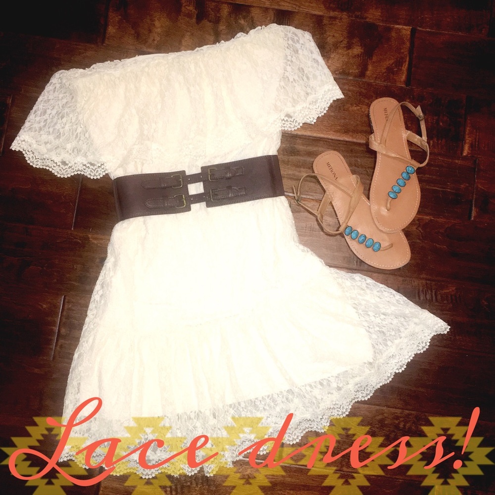 Off-white lace dress! Perfect for a bride-to-be!