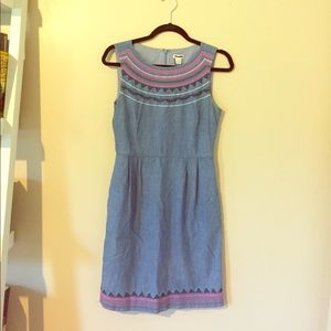 Denim Embroidered JCrew Dress with pockets!