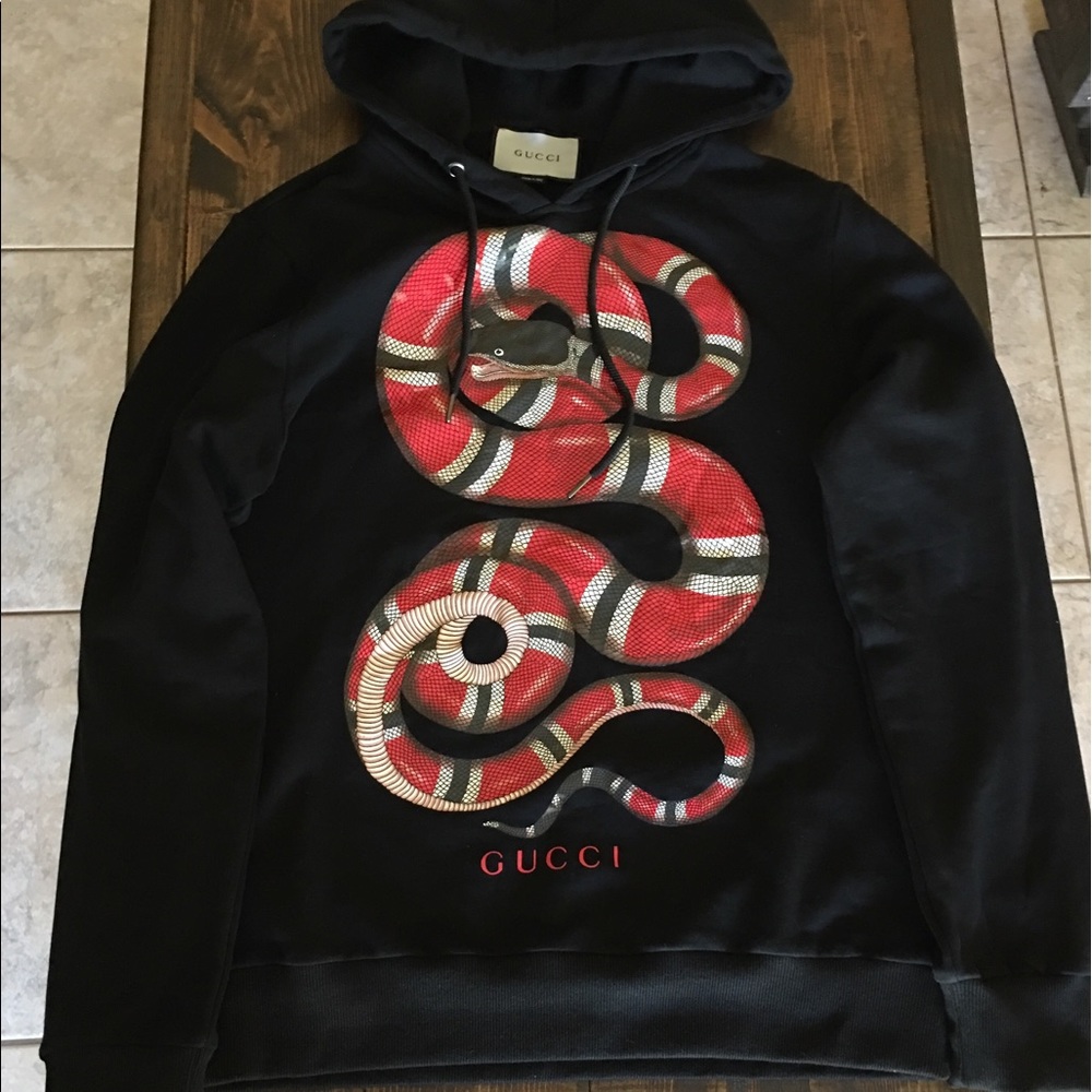 Gucci snake supreme hoodie black size Large