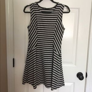 Striped black and gray dress.