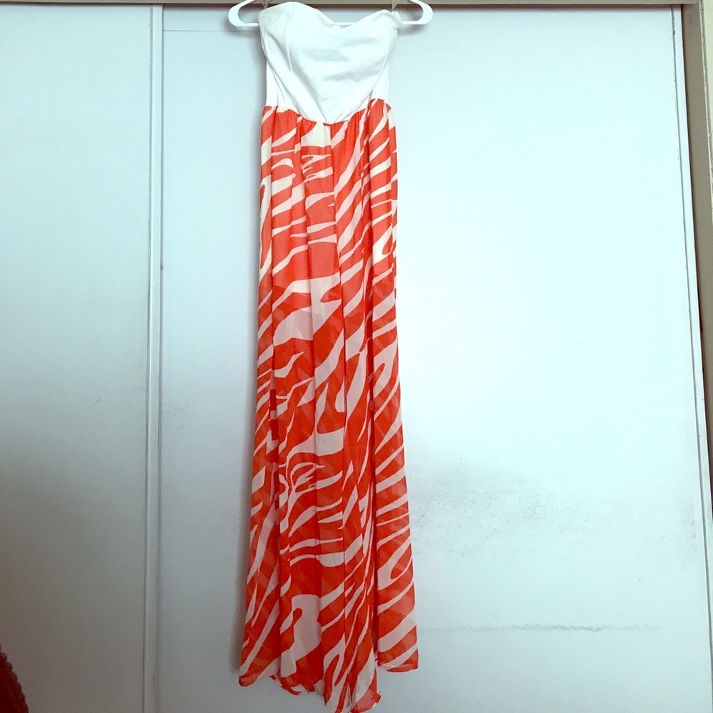 white and coral strapless jumpsuit. worn once.