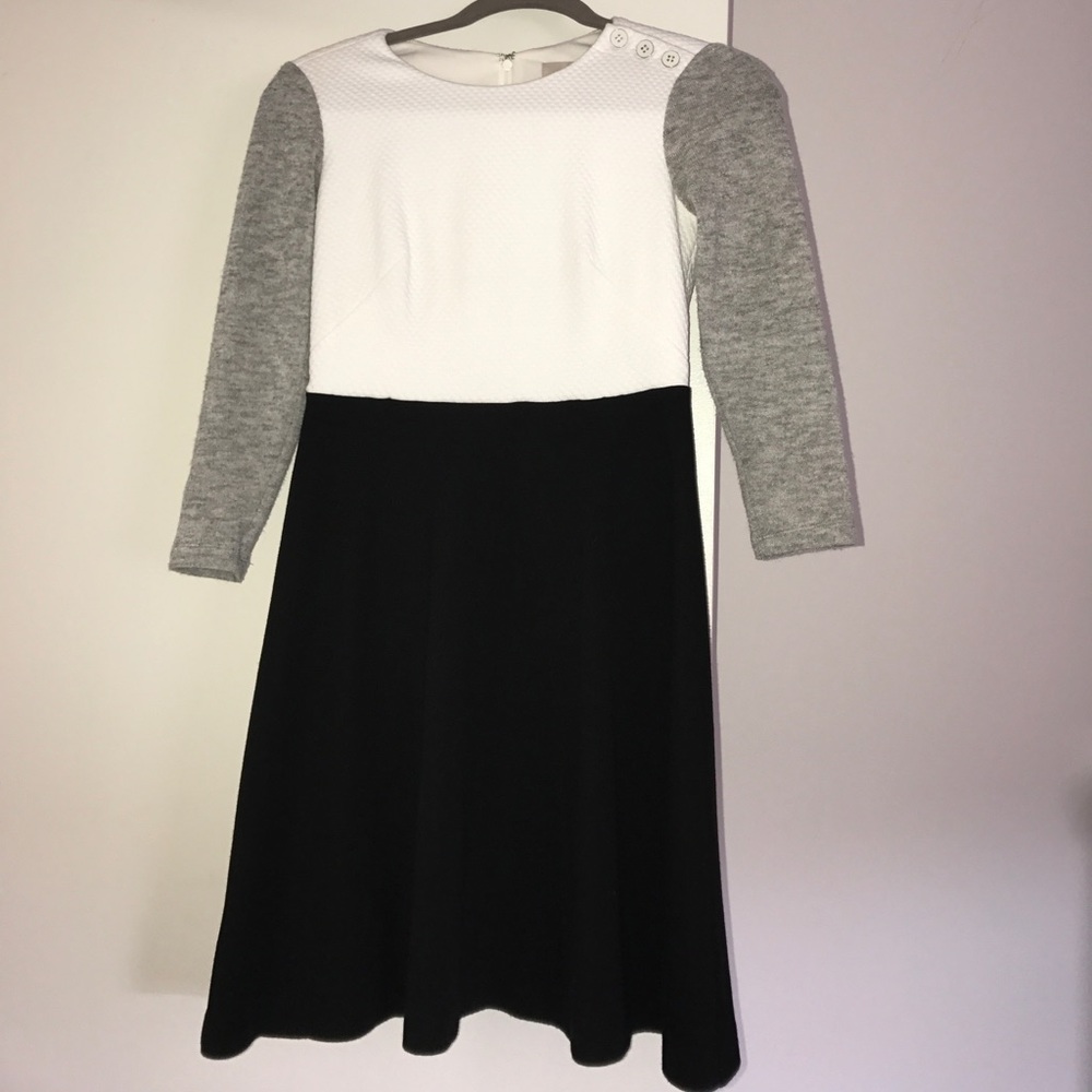 Loft colorblocked fit and flare dress professional
