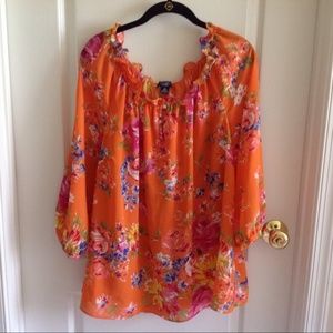 Chaps Plus Size Peasant Top