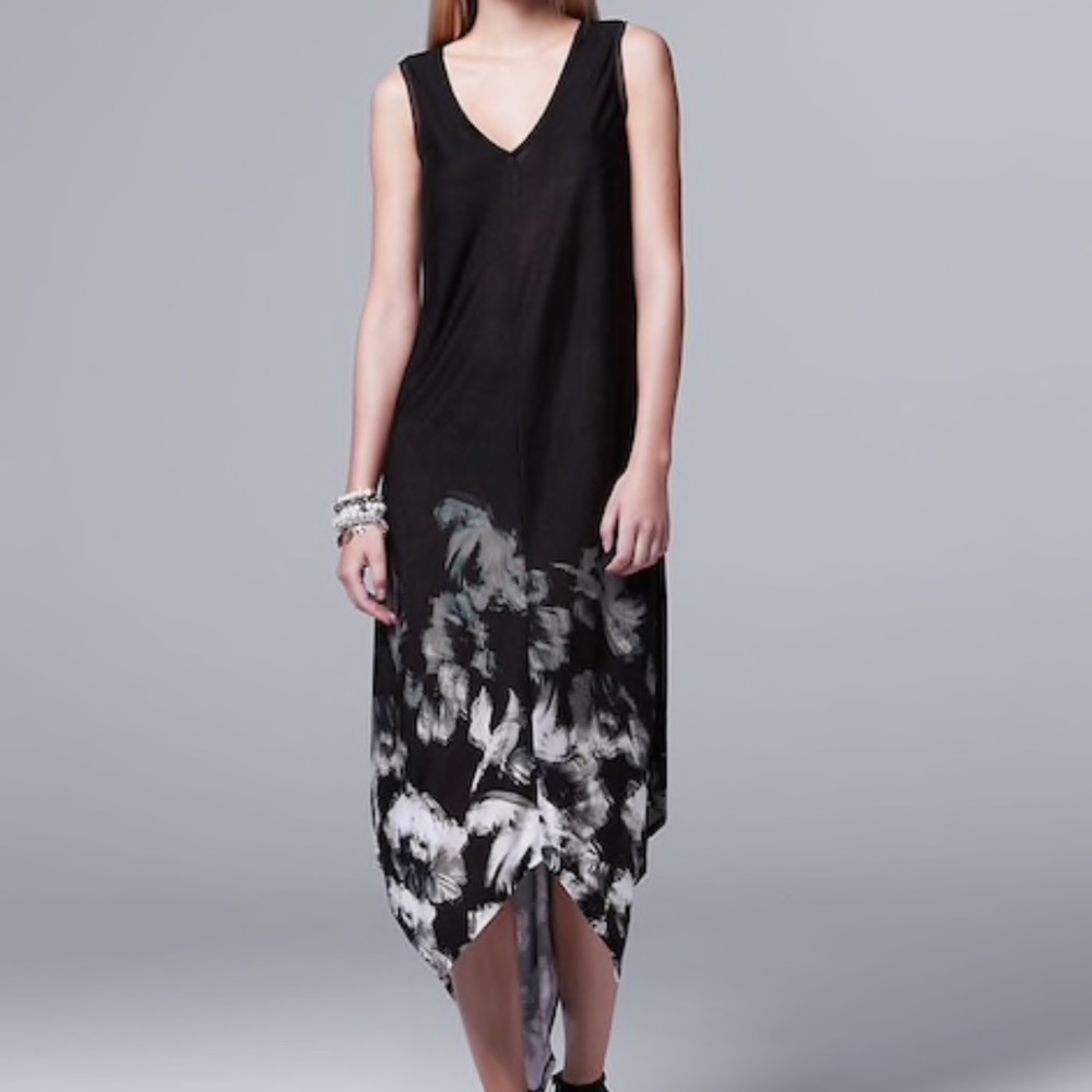 Vera Wang Black Floral Maxi Dress XL