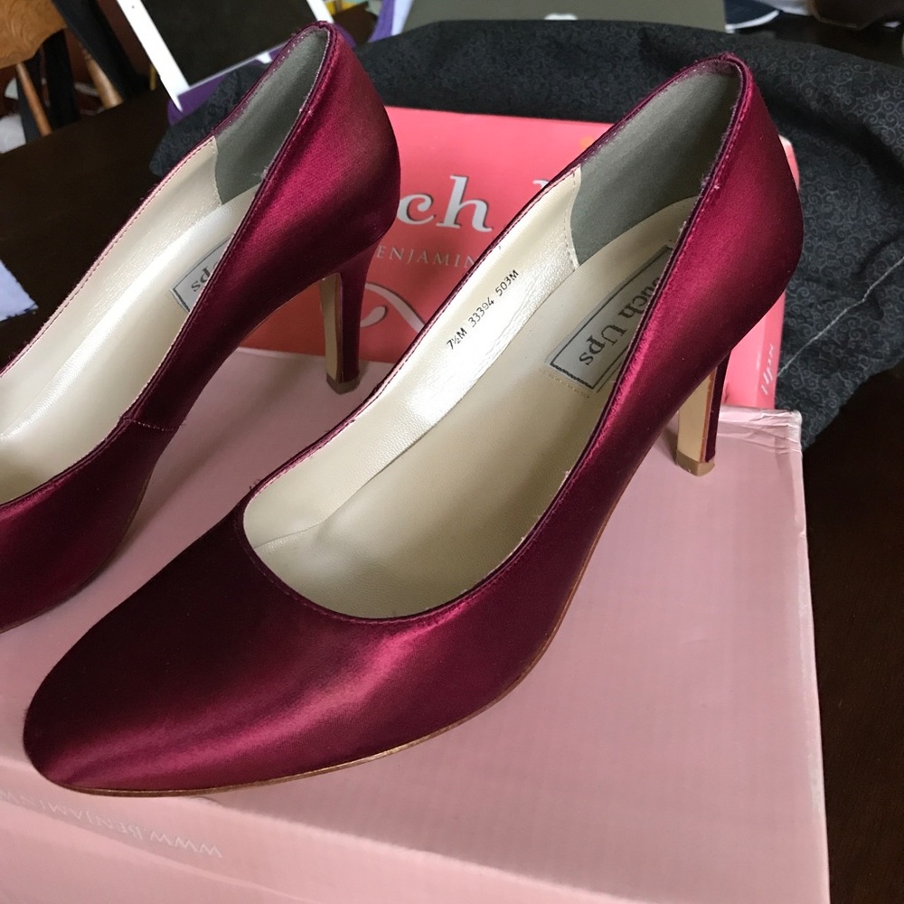 Red custom-dyed pumps