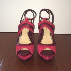 Jessica Simpson Red & Burgundy Platform Heels.