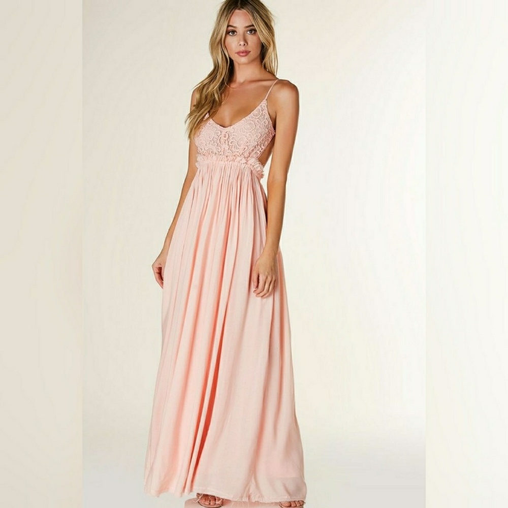 NWT Blush crochet backless maxi dress