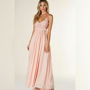 NWT Blush crochet backless maxi dress