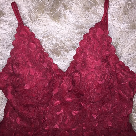 Beautiful ruby red lace mini dress. Nwt Party - Picture 3 of 4