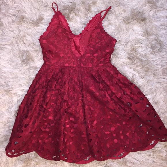 Beautiful ruby red lace mini dress. Nwt Party - Picture 4 of 4