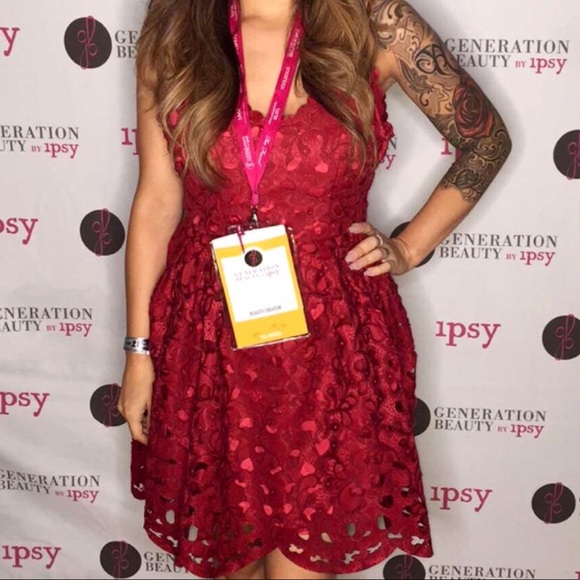 Beautiful ruby red lace mini dress. Nwt Party - Picture 2 of 4