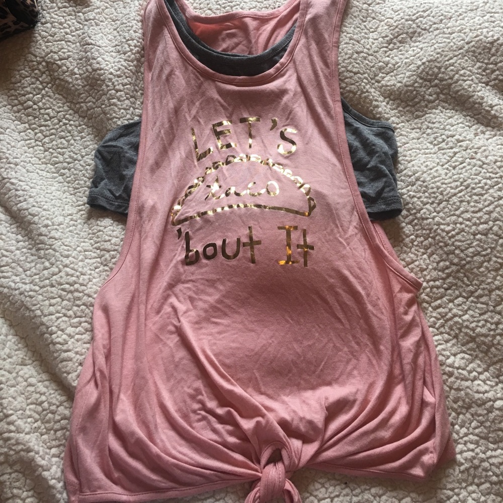 Graphic tank top with attacked bralette.